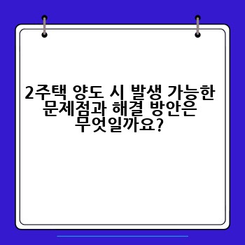 2주택 양도 시 발생 가능한 문제점과 해결 방안은 무엇일까요?