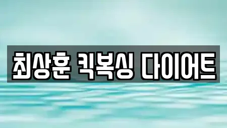 최상훈 킥복싱 다이어트