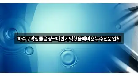 하수구막힘뚫음싱크대변기막혔을때비용누수전문업체